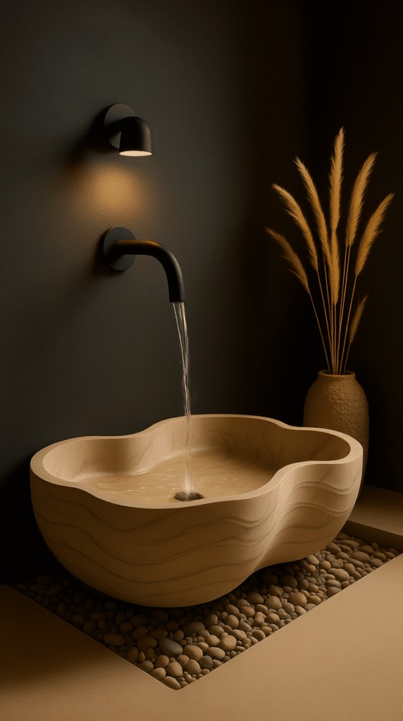 Concrete Trough with Under-Cabinet Lighting